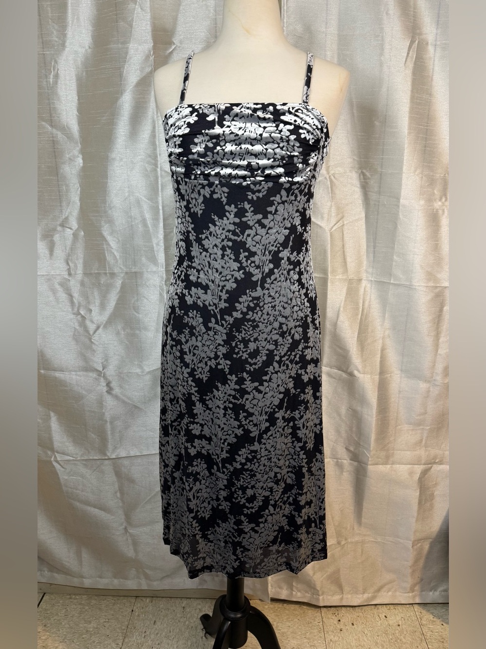 Black & Silver Floral Slip Dress